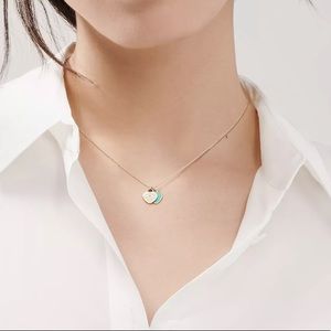 Tiffany Blue Double Heart Tag Pendant